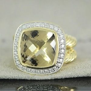 David Yurman 18k gold Albion champagne citrine and diamonds ring size 7 *final